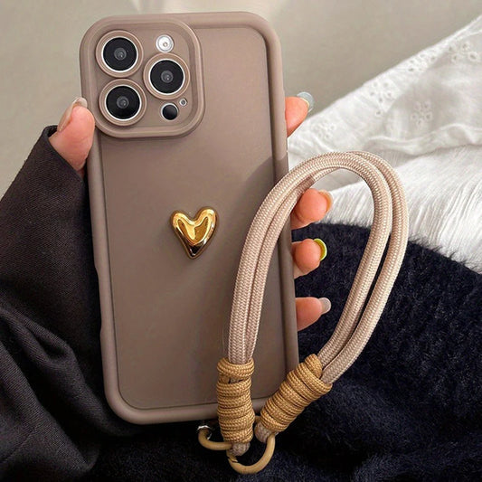 Golden Love Heart Soft Case For iPhone 7-16